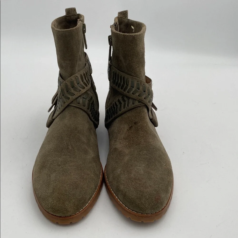 Jack Roger Stylish Olive Ankle Boots Women 5.5M suede office casual festival Y2K